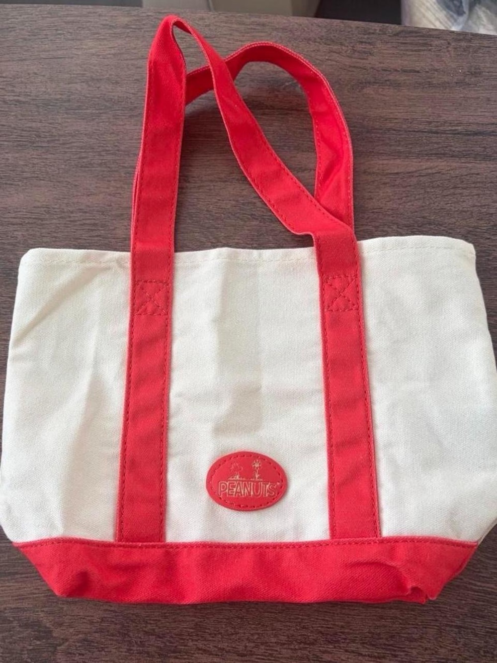 Peanuts Canvas Tote with Red Trim and Snoopy Graphic - Picture 5 of 7